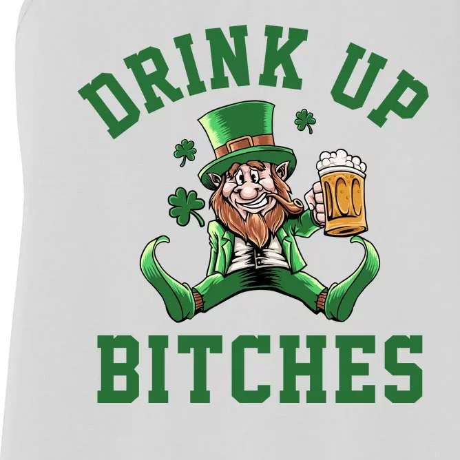 Drink Up Bitches Funny Leprechaun St Patrick's Day Women's Racerback Tank