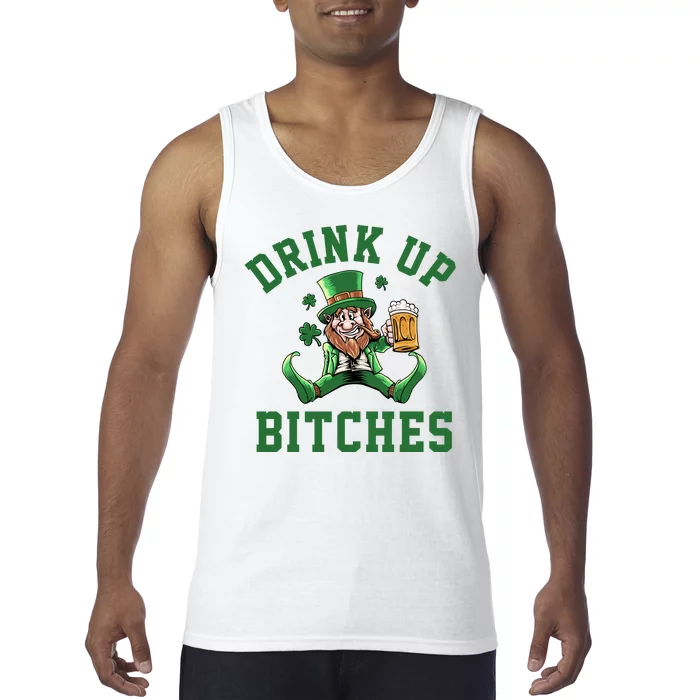 Drink Up Bitches Funny Leprechaun St Patrick's Day Tank Top