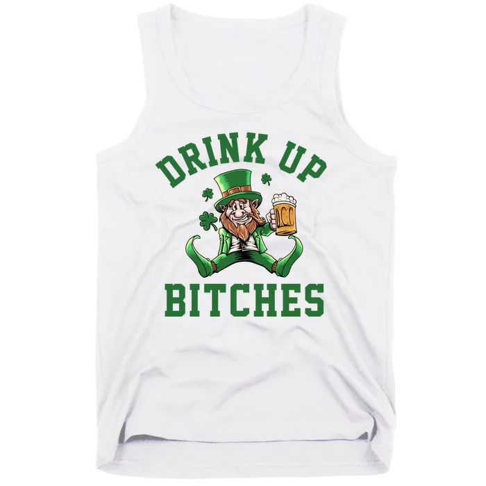 Drink Up Bitches Funny Leprechaun St Patrick's Day Tank Top