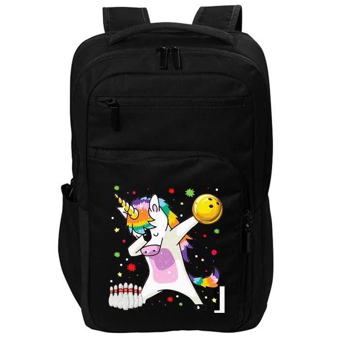 Dabbing Unicorn Bowling Funny Bowling Boy Girl Impact Tech Backpack