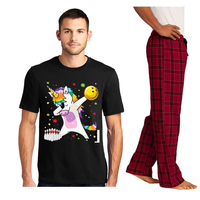 Dabbing Unicorn Bowling Funny Bowling Boy Girl Pajama Set