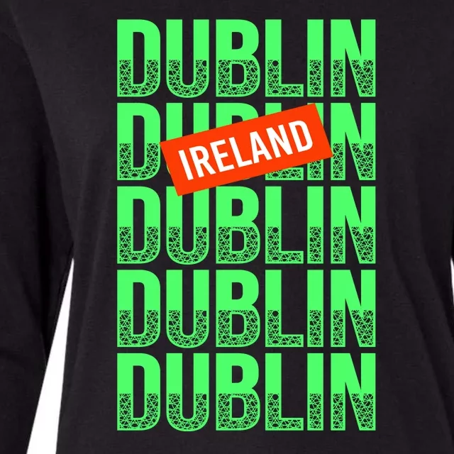 Dublin Ireland Typography Womens Cotton Relaxed Long Sleeve T-Shirt