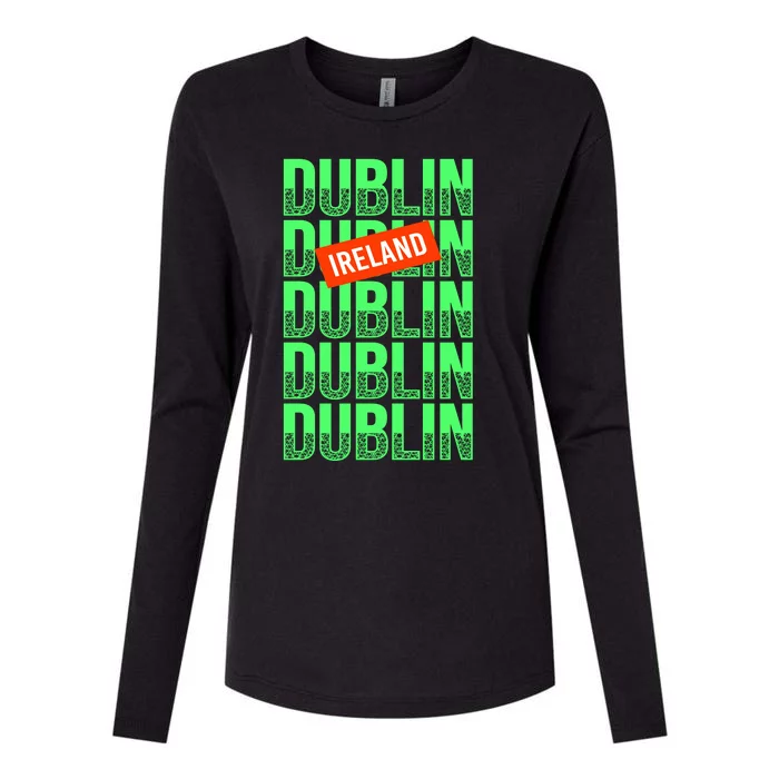 Dublin Ireland Typography Womens Cotton Relaxed Long Sleeve T-Shirt