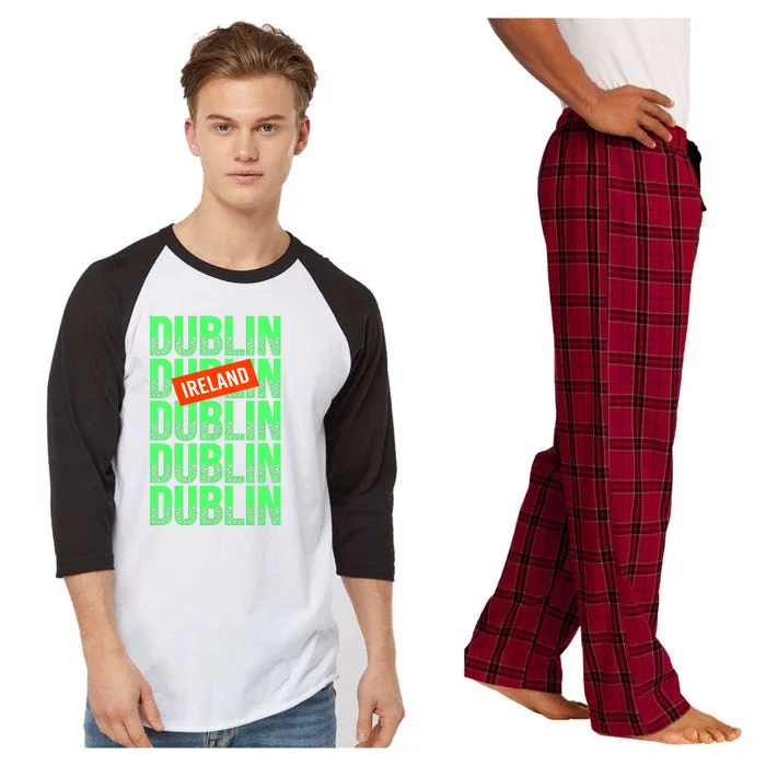 Dublin Ireland Typography Raglan Sleeve Pajama Set