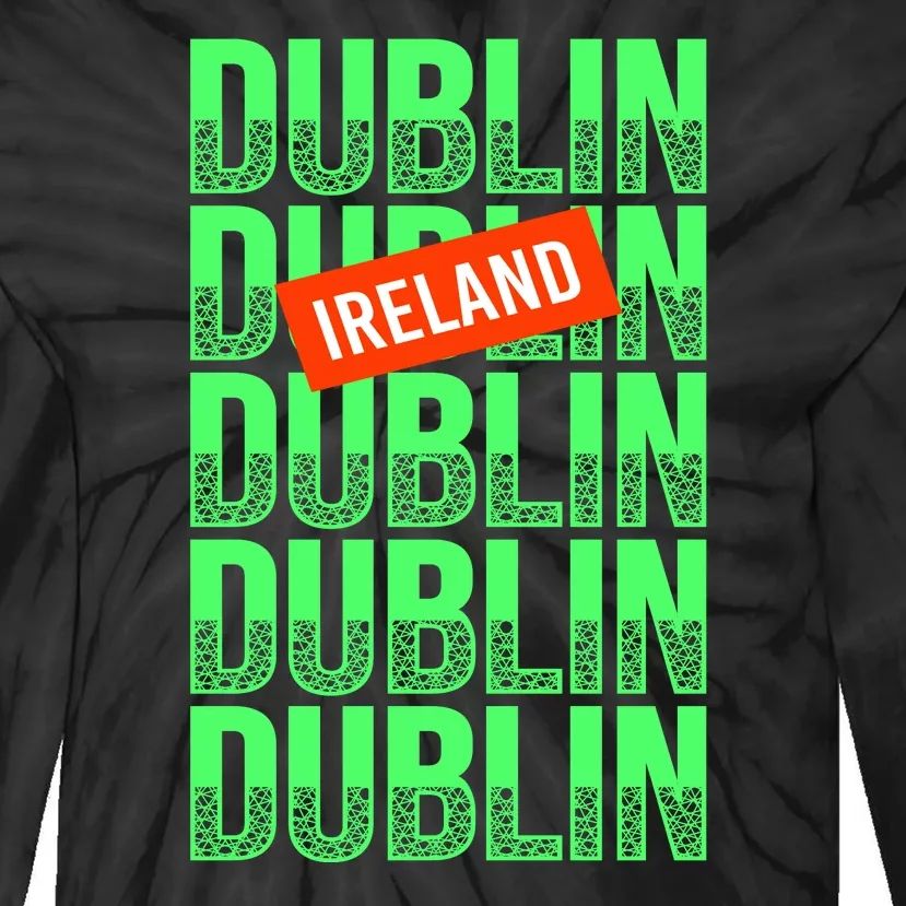 Dublin Ireland Typography Tie-Dye Long Sleeve Shirt