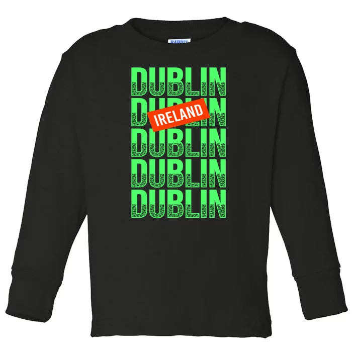 Dublin Ireland Typography Toddler Long Sleeve Shirt