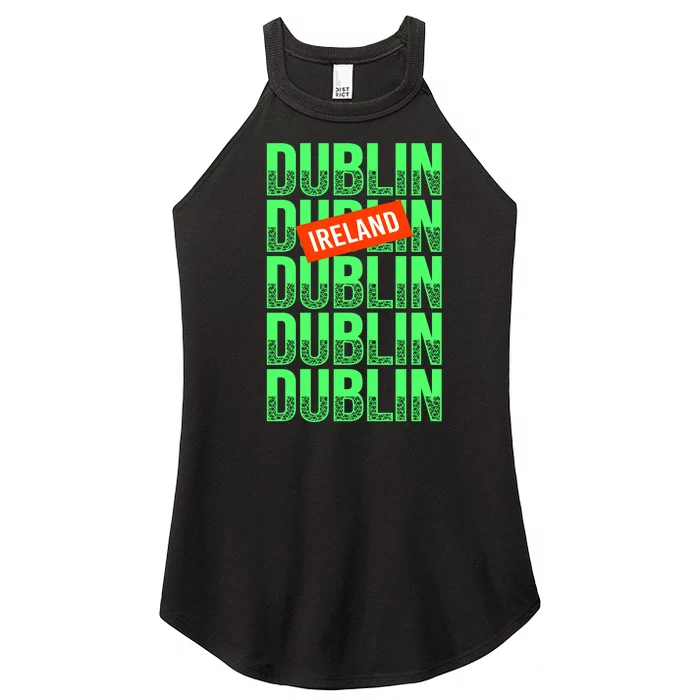 Dublin Ireland Typography Women’s Perfect Tri Rocker Tank