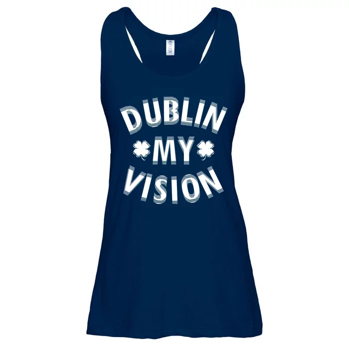 Dublin My Vision Drunk Clover St. Patrick's Day Drinking Ladies Essential Flowy Tank