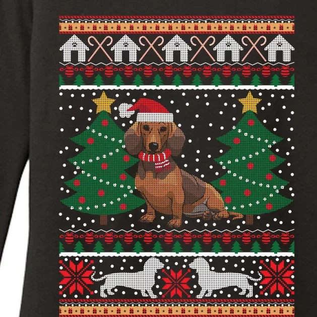 Dachshund Ugly Christmas Funny Holiday Dog Lover Xmas Gift Womens CVC Long Sleeve Shirt