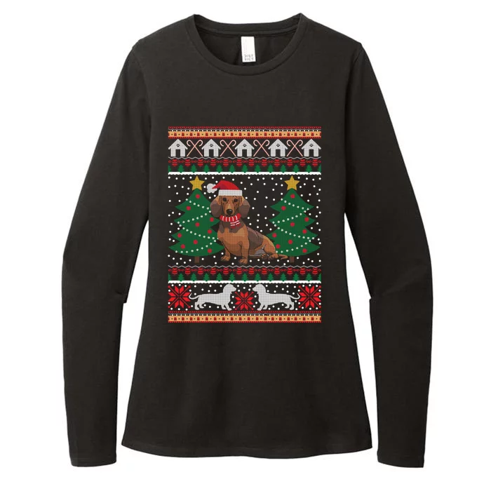 Dachshund Ugly Christmas Funny Holiday Dog Lover Xmas Gift Womens CVC Long Sleeve Shirt