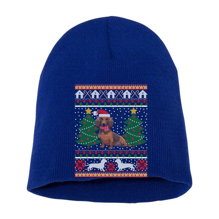 Dachshund Ugly Christmas Funny Holiday Dog Lover Xmas Gift Short Acrylic Beanie