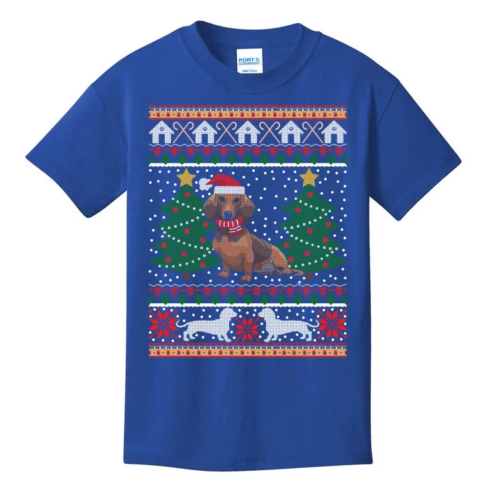 Dachshund Ugly Christmas Funny Holiday Dog Lover Xmas Gift Kids T-Shirt