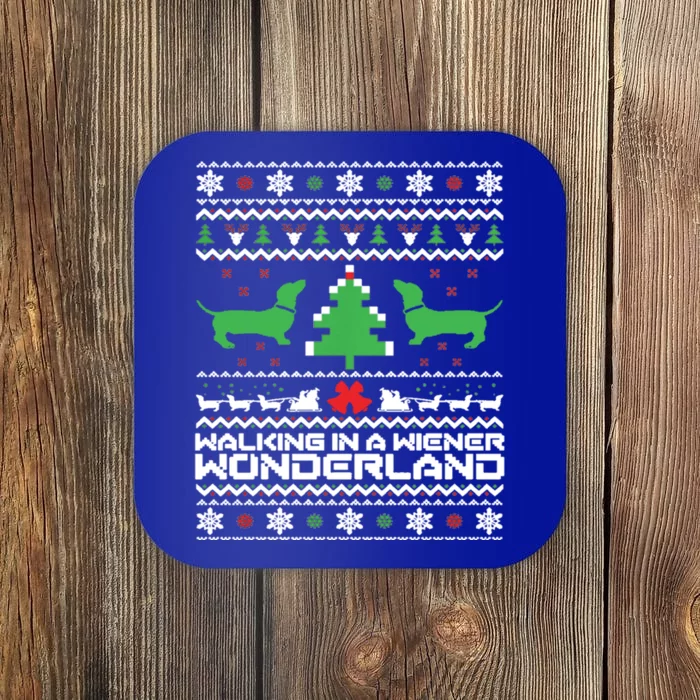 Dachshund Ugly Christmas Gift Doxie Santa Christmas Coaster