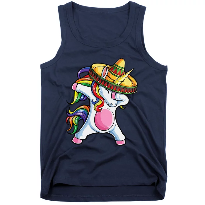 Dabbing Unicorn Cute Cinco De Mayo Women Mexican Tank Top