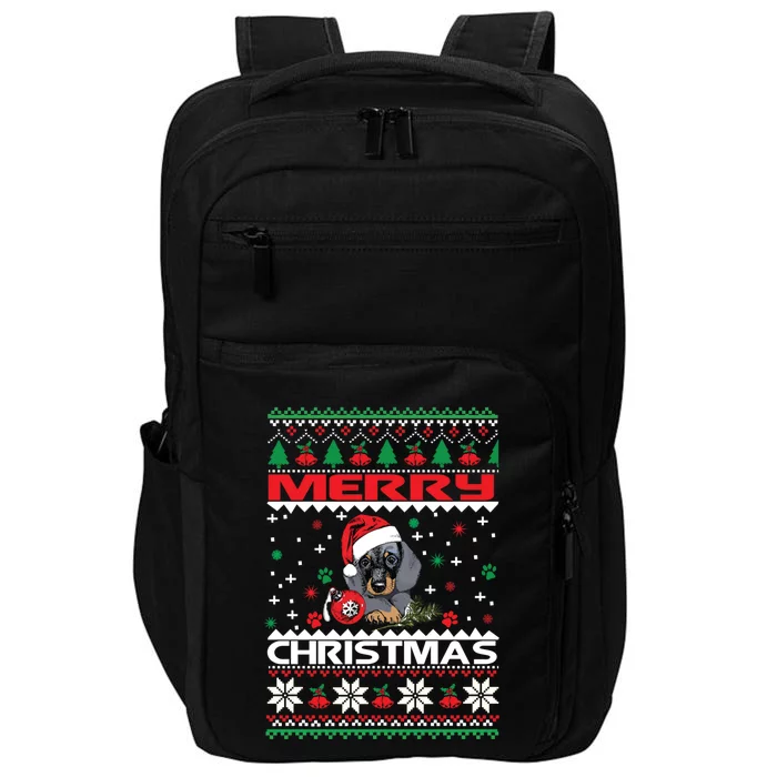 Dog Ugly Christmas Sweater Style Design Cute Dachshund Xmas Cute Gift Impact Tech Backpack