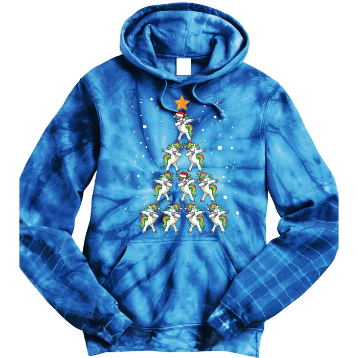 Dabbing Unicorn Christmas Gift Dab Christmas Tree Tie Dye Hoodie