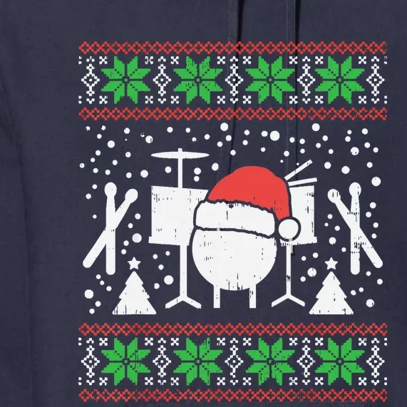 Drums Ugly Christmas Sweater Music Band Xmas Drummer Premium Hoodie