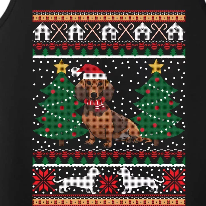 Dachshund Ugly Christmas Funny Holiday Dog Lover Xmas Gift Cool Gift Performance Tank