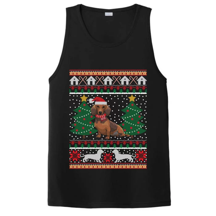 Dachshund Ugly Christmas Funny Holiday Dog Lover Xmas Gift Cool Gift Performance Tank