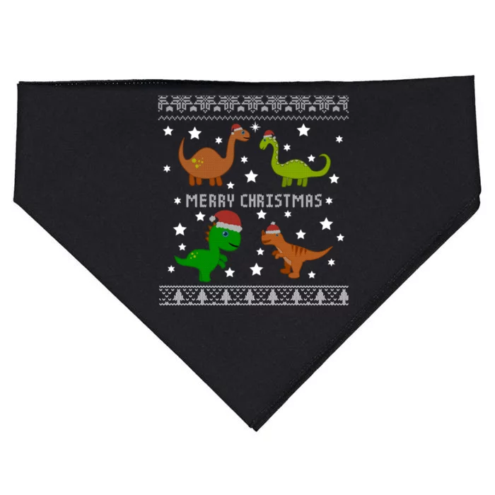 Dinosaur Ugly Christmas Funny Xmas Gift Adults Great Gift USA-Made Doggie Bandana