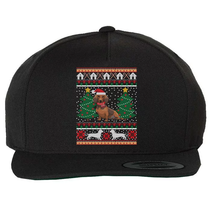 Dachshund Ugly Christmas Funny Holiday Dog Lover Xmas Gift Great Gift Wool Snapback Cap