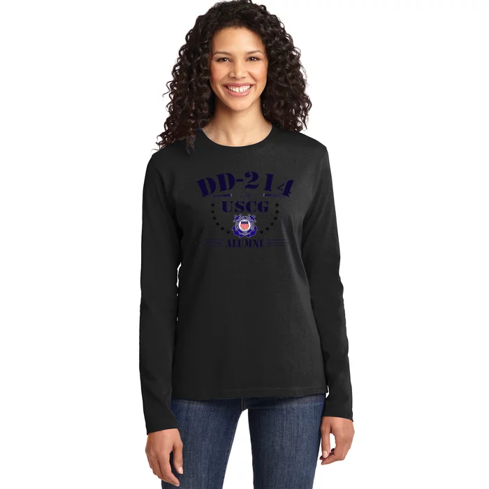 DD214 US Coast Guard (USCG) Alumni Ladies Long Sleeve Shirt