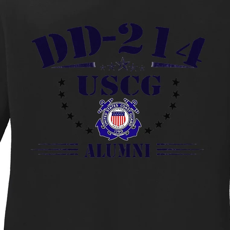 DD214 US Coast Guard (USCG) Alumni Ladies Long Sleeve Shirt