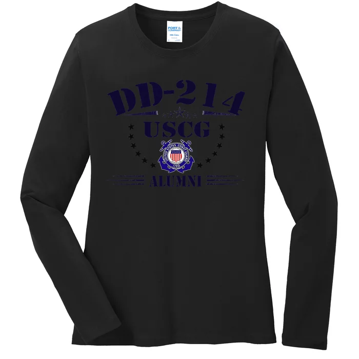 DD214 US Coast Guard (USCG) Alumni Ladies Long Sleeve Shirt