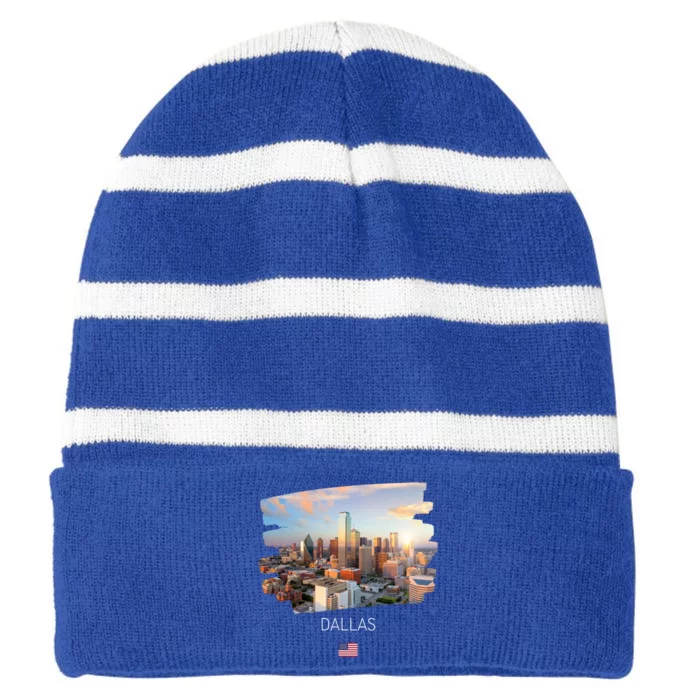 Dallas Usa Cool Gift Striped Beanie with Solid Band