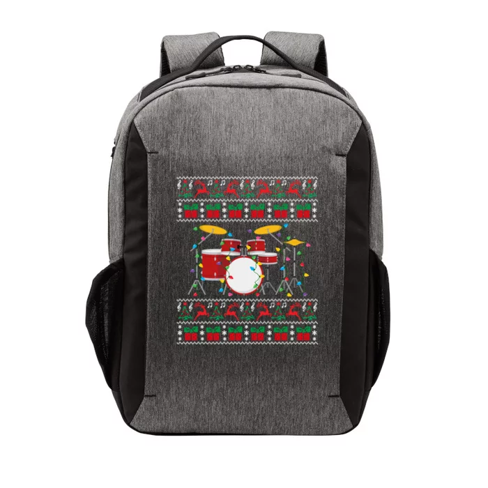 Drum Ugly Christmas Sweater Drummer Xmas Lights Family Gift Vector Backpack