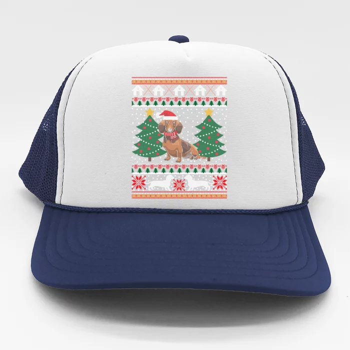 Dachshund Ugly Christmas Funny Holiday Dog Lover Xmas Gift Trucker Hat