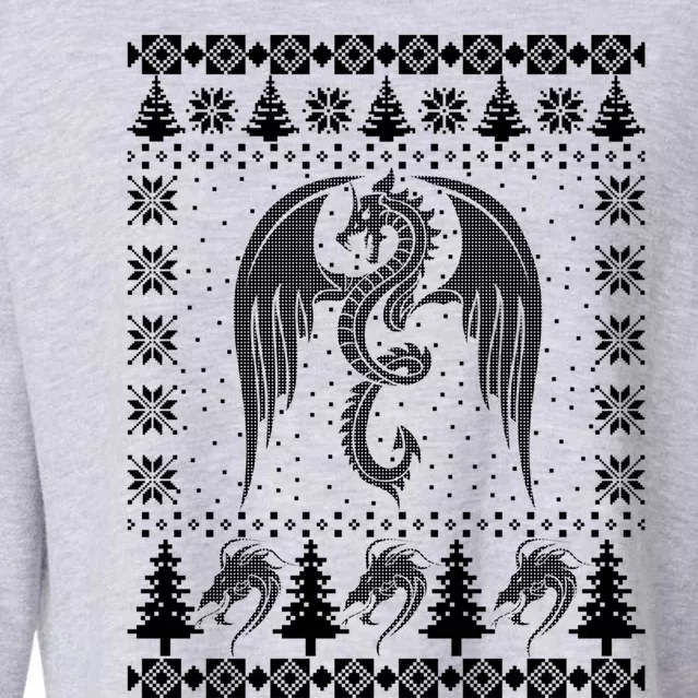 Dragon Ugly Christmas Fantasy Mystical Holiday Xmas Gift Cropped Pullover Crew