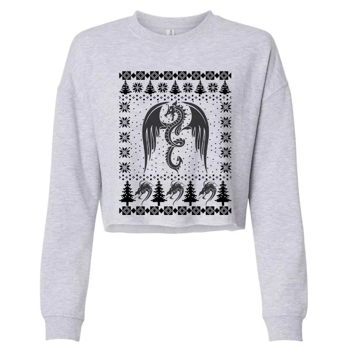 Dragon Ugly Christmas Fantasy Mystical Holiday Xmas Gift Cropped Pullover Crew