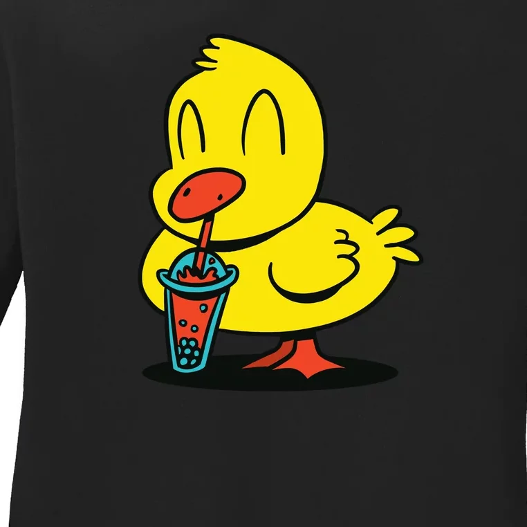 Duck Bubble Tea Ladies Long Sleeve Shirt