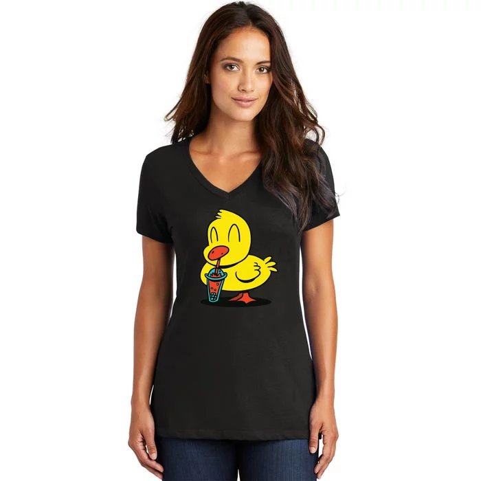 Duck Bubble Tea Women's V-Neck T-Shirt