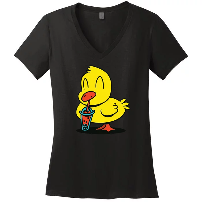 Duck Bubble Tea Women's V-Neck T-Shirt