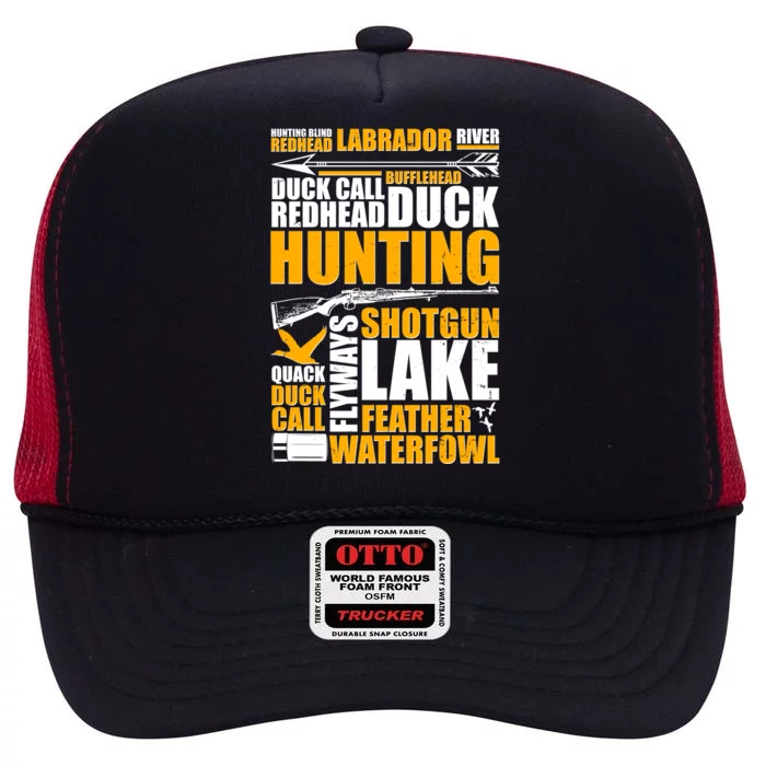 Duck Call Redhead Duck Hunting High Crown Mesh Trucker Hat