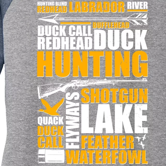 Duck Call Redhead Duck Hunting Women's Tri-Blend 3/4-Sleeve Raglan Shirt