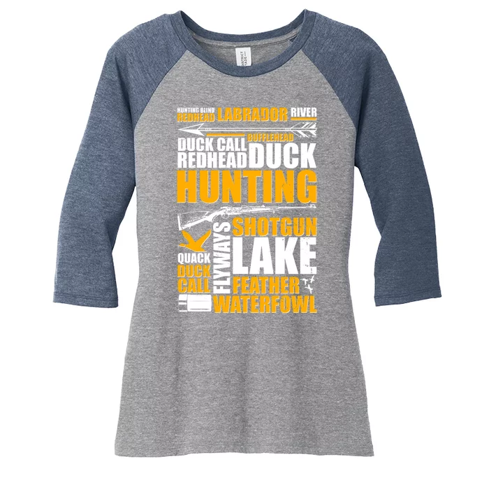 Duck Call Redhead Duck Hunting Women's Tri-Blend 3/4-Sleeve Raglan Shirt