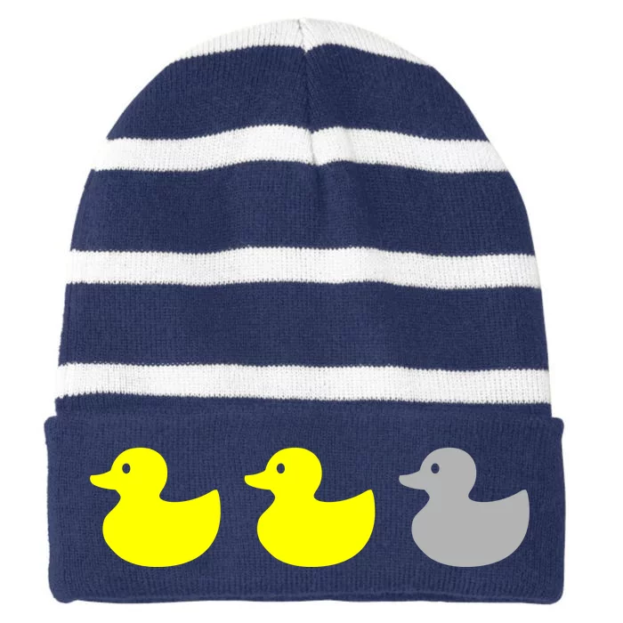 Duck Duck Grey Striped Beanie with Solid Band