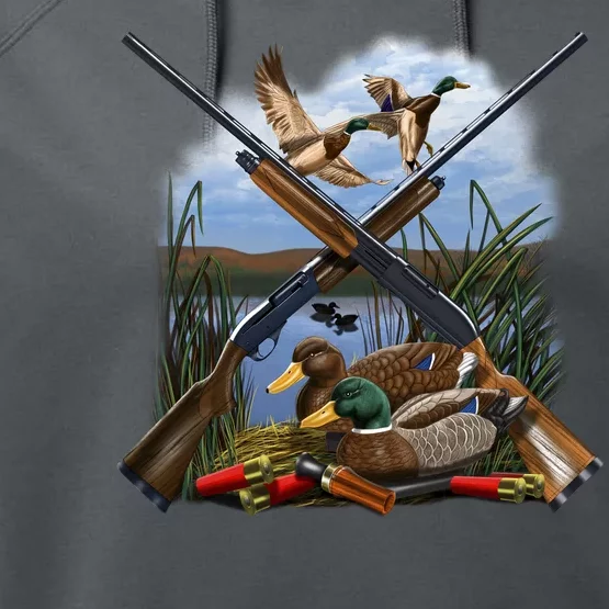 Duck Hunting Layout Performance Fleece Hoodie