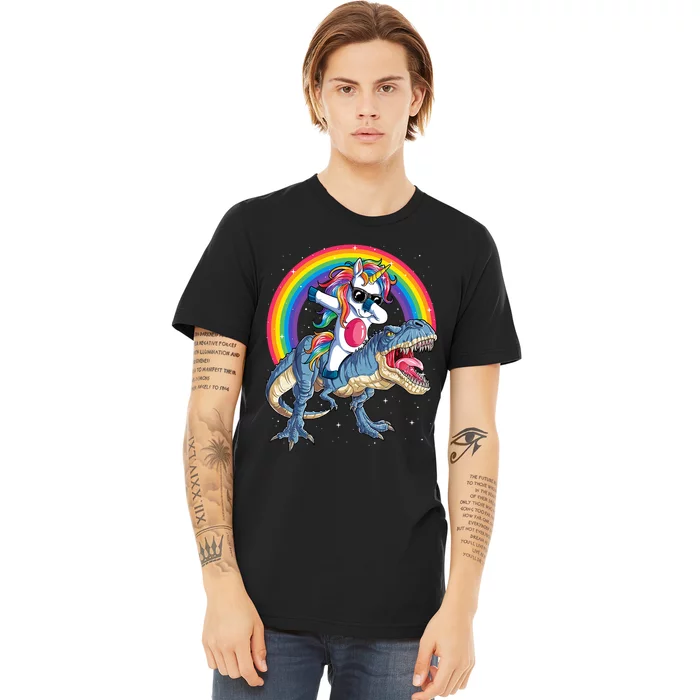 Dabbing Unicorn Dinosaur T Rex Rainbow Galaxy Premium T-Shirt