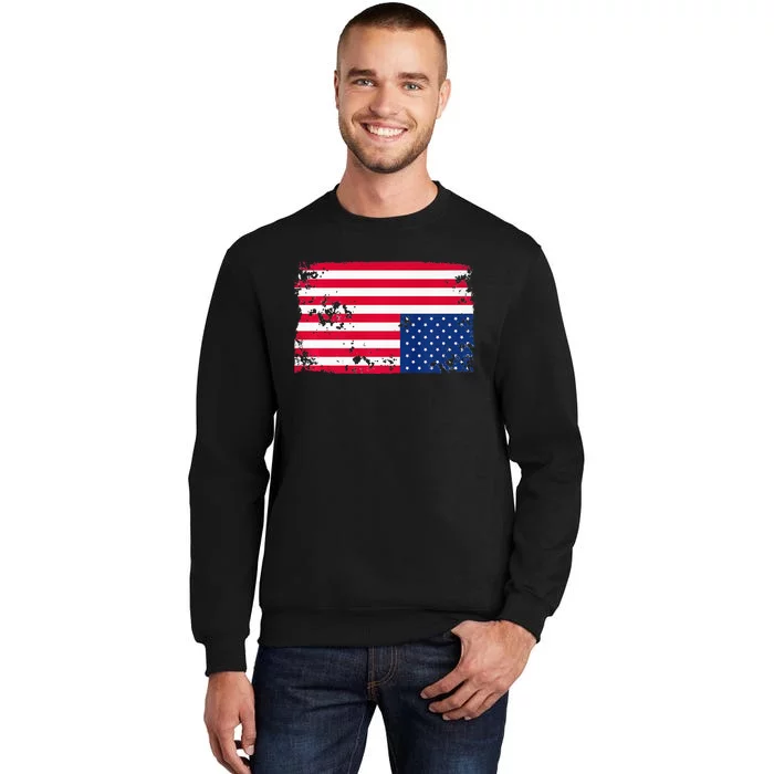 Distress Upside Down American Flag Sweatshirt