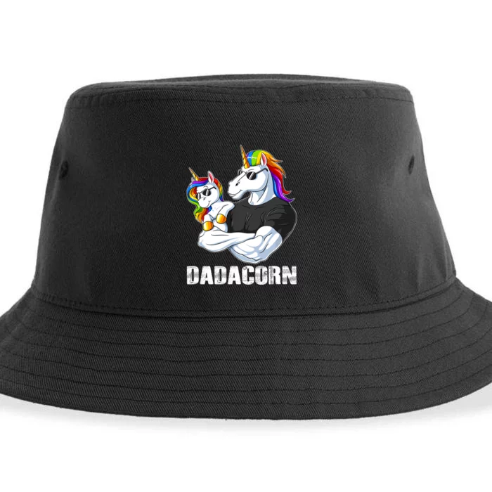 Dadacorn Unicorn Dad And Baby Christmas Papa Gift Sustainable Bucket Hat