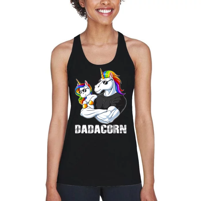 Dadacorn Unicorn Dad And Baby Christmas Papa Gift Women's Racerback Tank