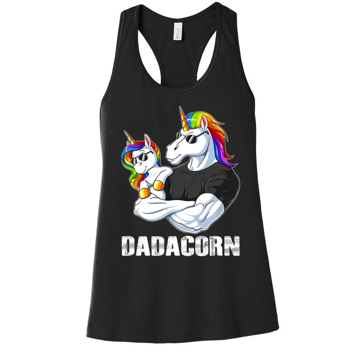 Dadacorn Unicorn Dad And Baby Christmas Papa Gift Women's Racerback Tank