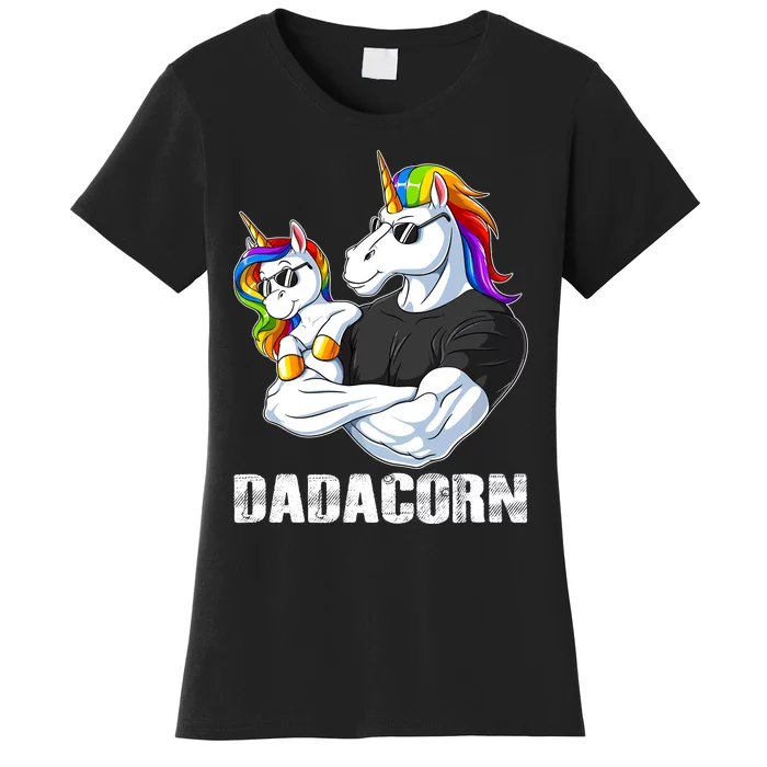 Dadacorn Unicorn Dad And Baby Christmas Papa Gift Women's T-Shirt