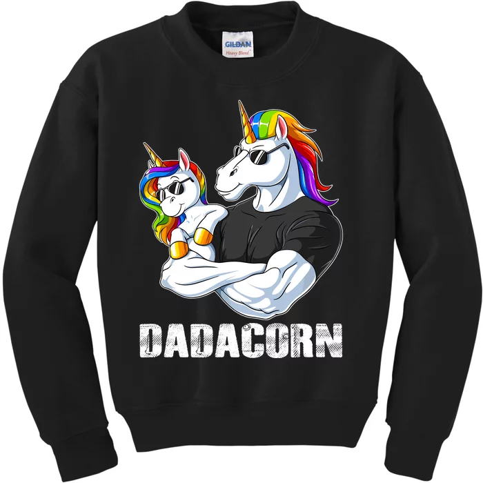 Dadacorn Unicorn Dad And Baby Christmas Papa Gift Kids Sweatshirt