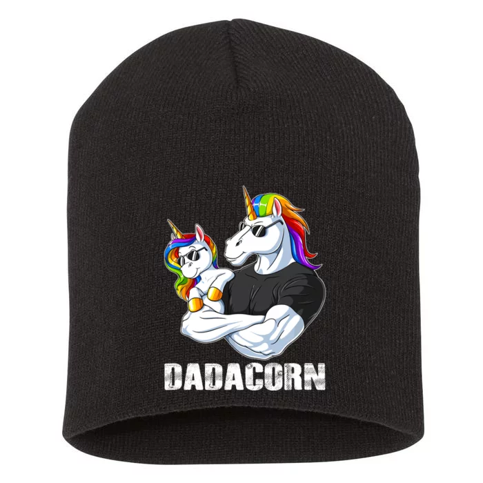 Dadacorn Unicorn Dad And Baby Christmas Papa Gift Short Acrylic Beanie