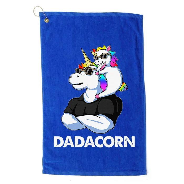 Dadacorn Unicorn Dad And Baby Christmas Papa Fathers Day Platinum Collection Golf Towel